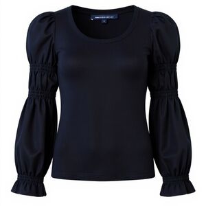 French Connection Black Puff Sleeve Top Size Small